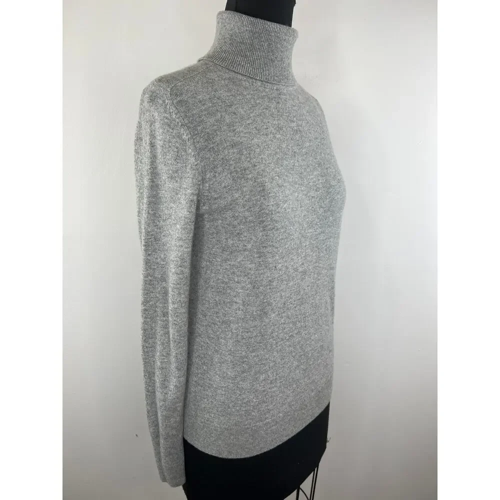 EVERLANE Cashmere Turtleneck Sweater Heather Gray Long Sleeve Pullover Small S